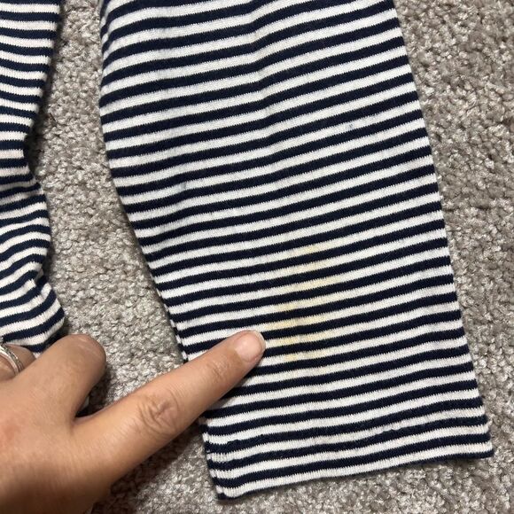 Chaps Woman’s Blue white Striped long sleeve blouse top Size Medium *flaw - Picture 9 of 9